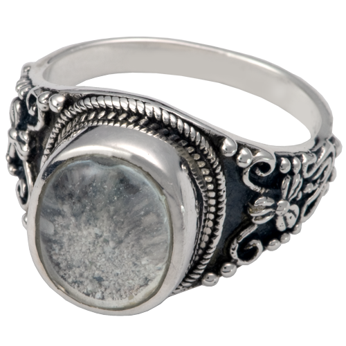 Clear Glass Front Ring Cremation Jewelry-Jewelry-New Memorials-Sterling silver (antiqued)-5-Afterlife Essentials