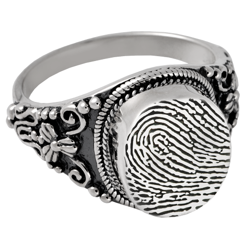Round Ring Fingerprint Cremation Jewelry-Jewelry-New Memorials-Sterling Silver-5-Afterlife Essentials