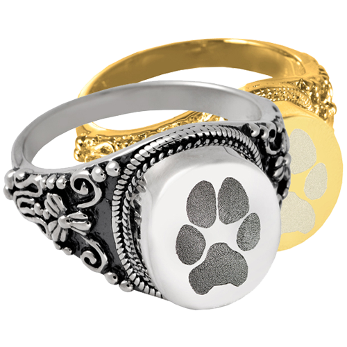 Round Ring Pawprint Pet Print Cremation Jewelry-Jewelry-New Memorials-Afterlife Essentials