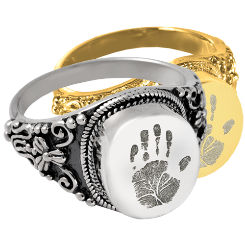 Round Ring - Handprint Fingerprint Cremation Jewelry-Jewelry-New Memorials-Afterlife Essentials