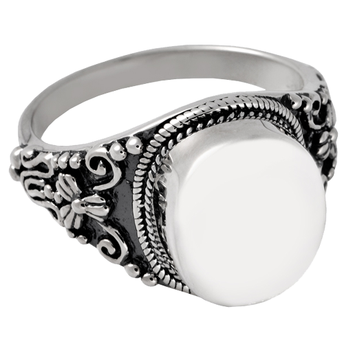 Round Ring Cremation Jewelry-Jewelry-New Memorials-Sterling Silver (antiqued)-5-Afterlife Essentials