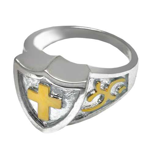 Pet Cremation Jewelry Cross Shield Ring-Jewelry-New Memorials-Sterling Silver-5-Afterlife Essentials