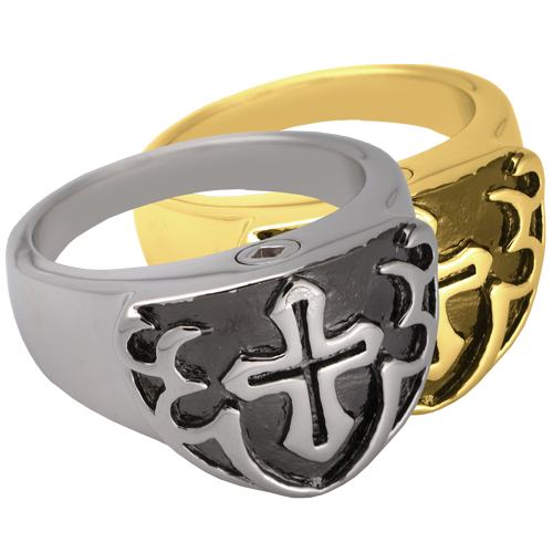 Men's Cross Ring - Black Cremation Jewelry-Jewelry-New Memorials-Gold-Plated (14K Over Sterling Silver)-5-Afterlife Essentials