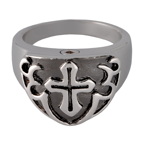 Men's Cross Ring - Black Pet Cremation Jewelry-Jewelry-New Memorials-Sterling Silver-5-Afterlife Essentials