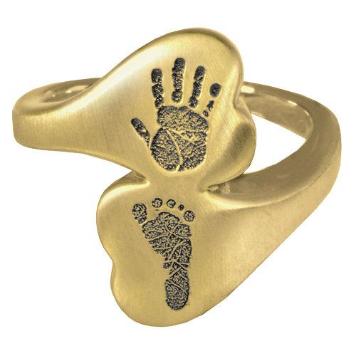 Double Chamber Heart Ring Hand and Foot Print Cremation Jewelry-Jewelry-New Memorials-14K Solid Yellow Gold (allow 4-5 weeks)-5-Afterlife Essentials