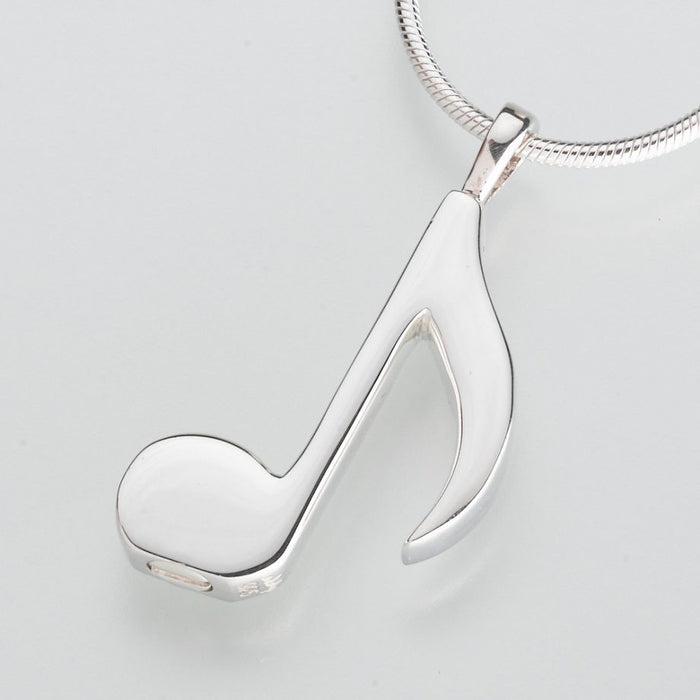 Musical Note Cremation Jewelry-Jewelry-Madelyn Co-Sterling Silver-Free 24" Black Satin Cord-Afterlife Essentials