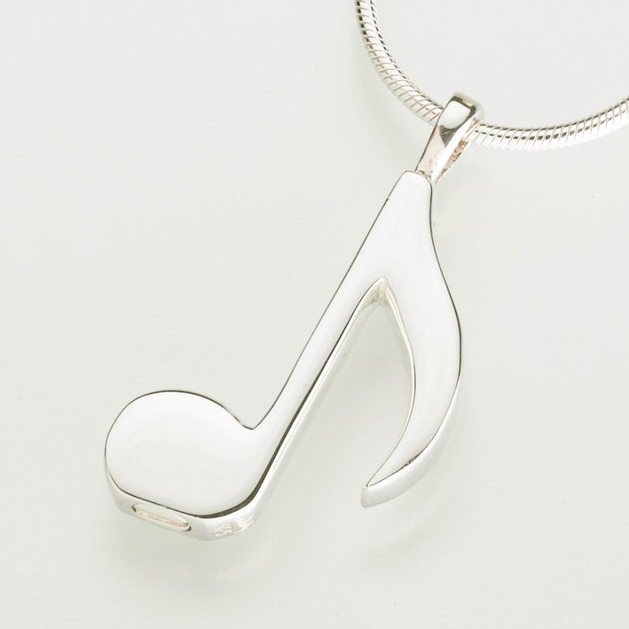 Musical Note Cremation Jewelry-Jewelry-Madelyn Co-14K White Gold-Free 24" Black Satin Cord-Afterlife Essentials