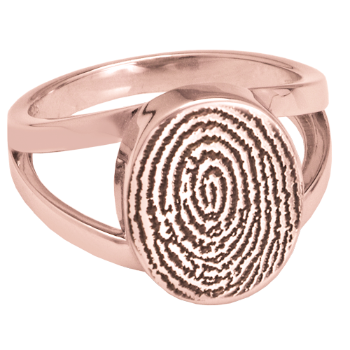Elegant Oval V Ring Fingerprint Memorial Jewelry-Jewelry-New Memorials-14K Solid Rose Gold(allow 4-5 weeks)-No compartment-5-Afterlife Essentials