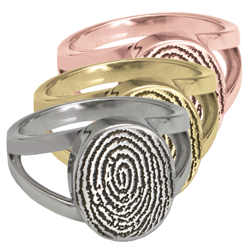 Elegant Oval V Ring Fingerprint Memorial Jewelry-Jewelry-New Memorials-Afterlife Essentials