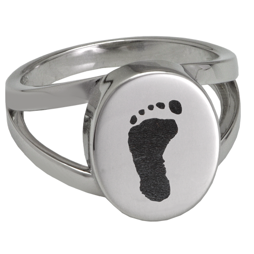 Elegant Oval V Ring Footprint Fingerprint Memorial Jewelry-Jewelry-New Memorials-Stainless Steel-No Compartment-5-Afterlife Essentials