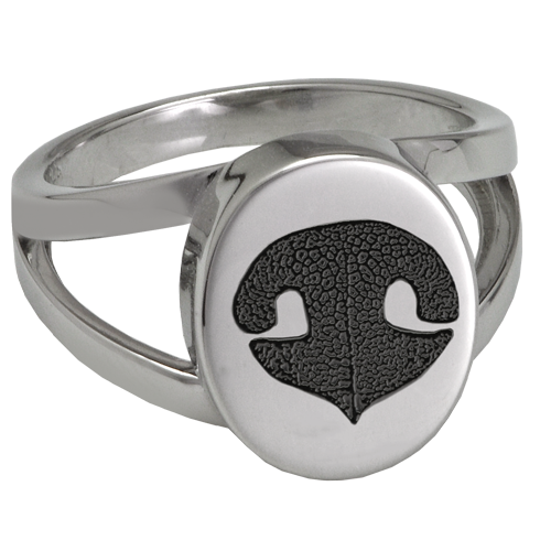 Elegant Oval V Ring Noseprint Pet Memorial Jewelry-Jewelry-New Memorials-Stainless Steel-No Compartment-5-Afterlife Essentials