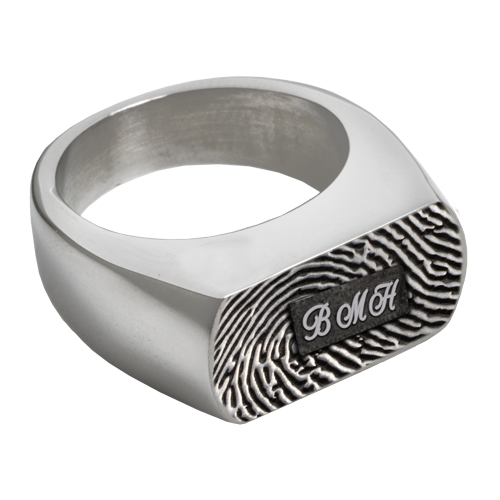 Rectangle Ring Fingerprint Cremation Jewelry-Jewelry-New Memorials-Afterlife Essentials
