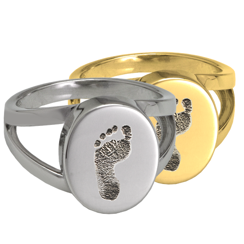 Elegant Oval V Ring Footprint Fingerprint Memorial Jewelry-Jewelry-New Memorials-Afterlife Essentials