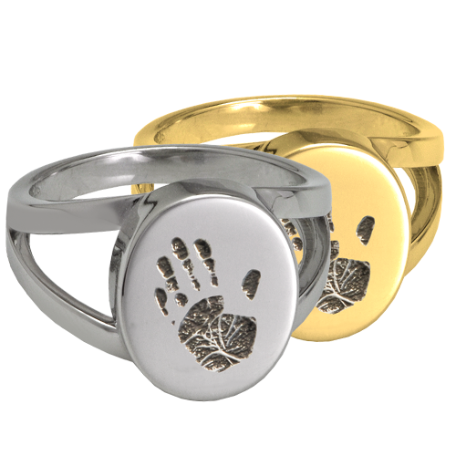 Elegant Oval V Ring Handprint Fingerprint Memorial Jewelry-Jewelry-New Memorials-Afterlife Essentials