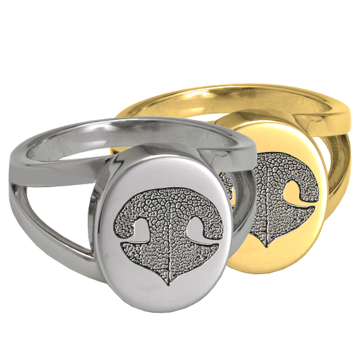Elegant Oval V Ring Noseprint Pet Memorial Jewelry-Jewelry-New Memorials-Afterlife Essentials