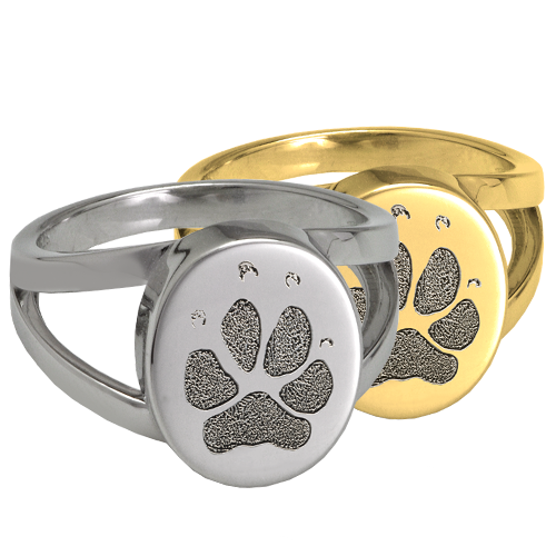 Elegant Oval V Ring Pawprint Pet Memorial Jewelry-Jewelry-New Memorials-Afterlife Essentials