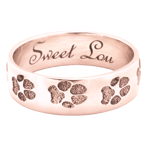 Pet Personalized Jewelry Wrap-Around Paw Print Band Ring Cremation Jewelry-Jewelry-New Memorials-14K Solid Rose Gold(allow 4-5 weeks)-Afterlife Essentials