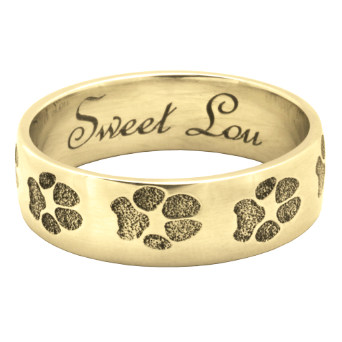 Pet Personalized Jewelry Wrap-Around Paw Print Band Ring Cremation Jewelry-Jewelry-New Memorials-14K Solide White Gold (allow 4-5 weeks)-Afterlife Essentials