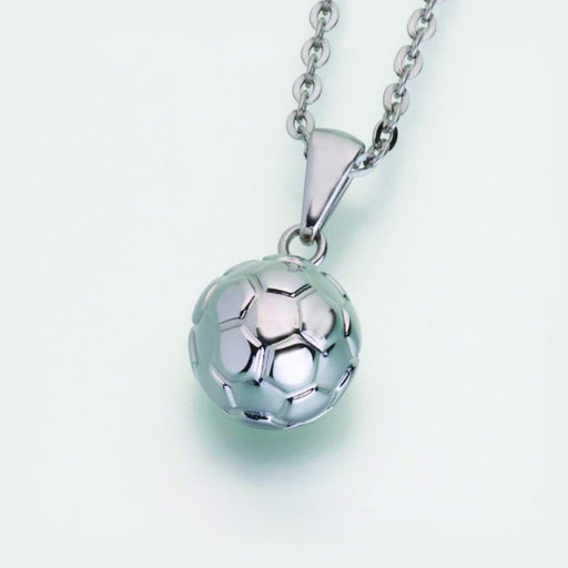 Stainless Steel Soccer Ball with chain Cremation Jewelry-Jewelry-Madelyn Co-Stainless Steel-Free 24" Stainless Steel Chain-Afterlife Essentials