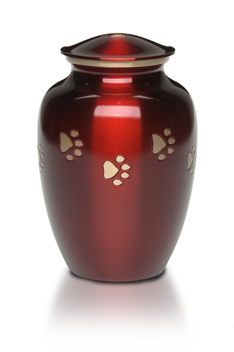 Classic Paw “Forever Paws” Pet Cremation Urn-Adult 120 cu-Cremation Urns-Bogati-Red-Afterlife Essentials