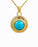 Gold Plated Round with Turquoise Stone Cremation Jewelry-Jewelry-Cremation Keepsakes-Afterlife Essentials