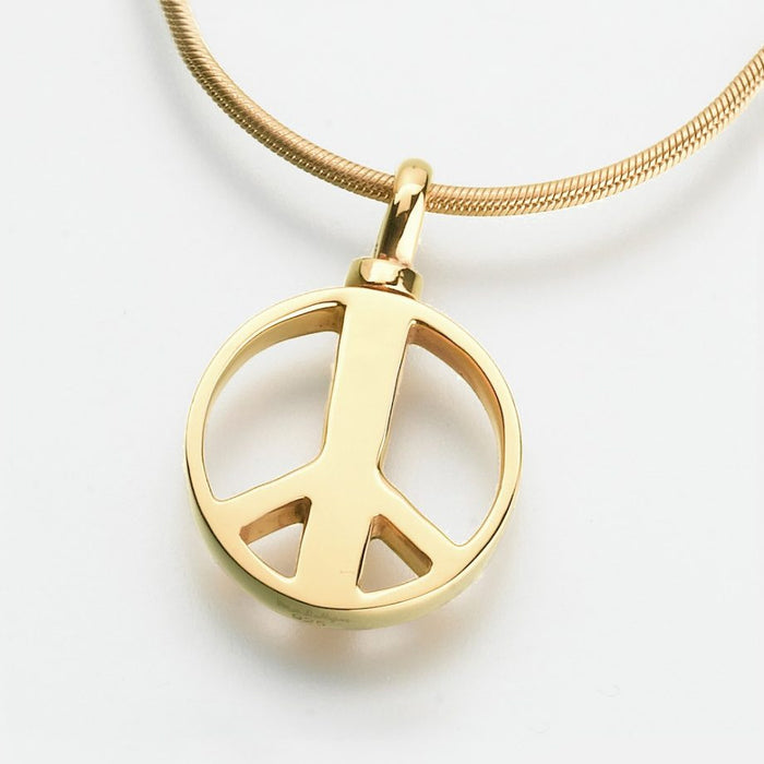 Peace Sign Cremation Jewelry-Jewelry-Madelyn Co-14K Yellow Gold-Afterlife Essentials