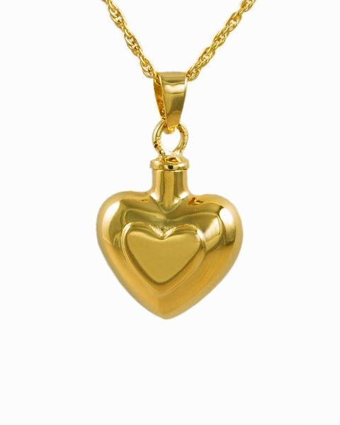 Gold Plated Double Heart Cremation Jewelry-Jewelry-Cremation Keepsakes-Afterlife Essentials