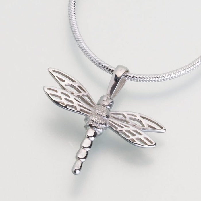Small Dragonfly Cremation Jewelry-Jewelry-Madelyn Co-Sterling Silver-Free 24" Black Satin Cord-Afterlife Essentials