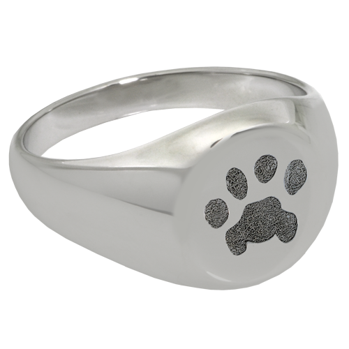 Elegant Round Ring Pawprint Pet Print Memorial Jewelry-Jewelry-New Memorials-Sterling Silver-No Compartment-6-Afterlife Essentials