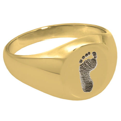 Elegant Round Ring Footprint Memorial Jewelry-Jewelry-New Memorials-14K Solid Yellow Gold (allow 4-5 weeks)-No Compartment-6-Afterlife Essentials