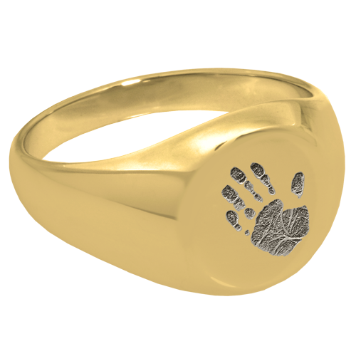 Elegant Round Ring Handprint Fingerprint Memorial Jewelry-Jewelry-New Memorials-14K Solid Yellow Gold (allow 4-5 weeks)-No Compartment-6-Afterlife Essentials