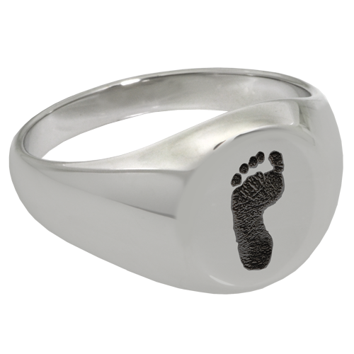 Elegant Round Ring Footprint Memorial Jewelry-Jewelry-New Memorials-Stainless Steel-No Compartment-6-Afterlife Essentials