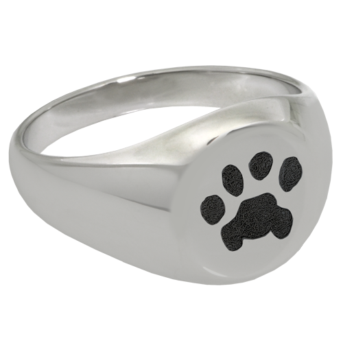 Elegant Round Ring Pawprint Pet Print Memorial Jewelry-Jewelry-New Memorials-Stainless Steel-No Compartment-6-Afterlife Essentials