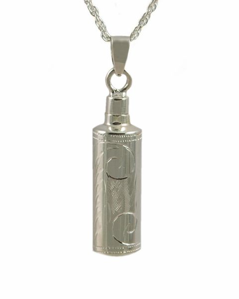 Sterling Silver Etched Cylinder Cremation Jewelry-Jewelry-Cremation Keepsakes-Afterlife Essentials