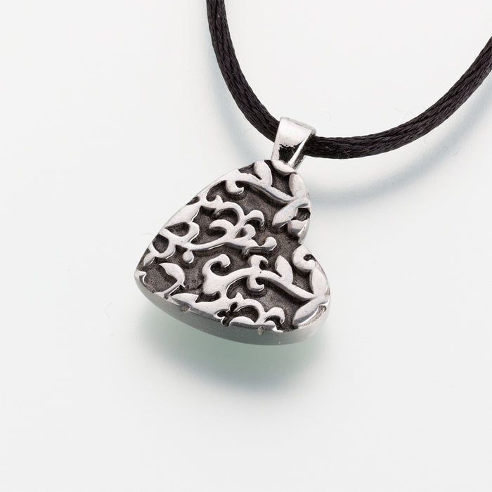 Pewter Heart with Antique Filigree Design Cremation Jewelry-Jewelry-Madelyn Co-Afterlife Essentials