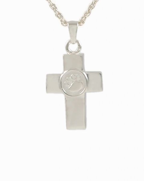 Sterling Silver Cross with Paw Cremation Jewelry-Jewelry-Cremation Keepsakes-Afterlife Essentials
