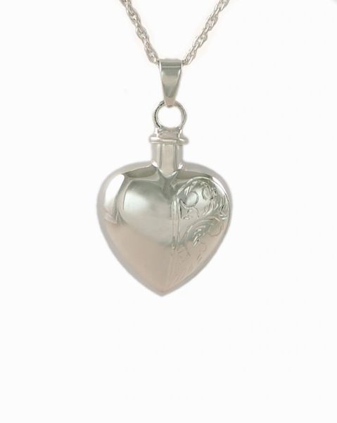 Sterling Silver Half Etched Heart Cremation Jewelry-Jewelry-Cremation Keepsakes-Afterlife Essentials