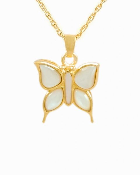 Gold Plated Mother of Pearl Butterfly Cremation Jewelry-Jewelry-Cremation Keepsakes-Afterlife Essentials