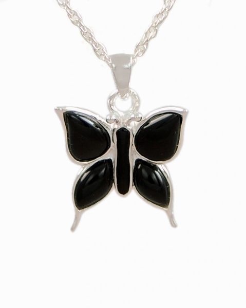 Sterling Silver Onyx Butterfly Cremation Jewelry-Jewelry-Cremation Keepsakes-Afterlife Essentials
