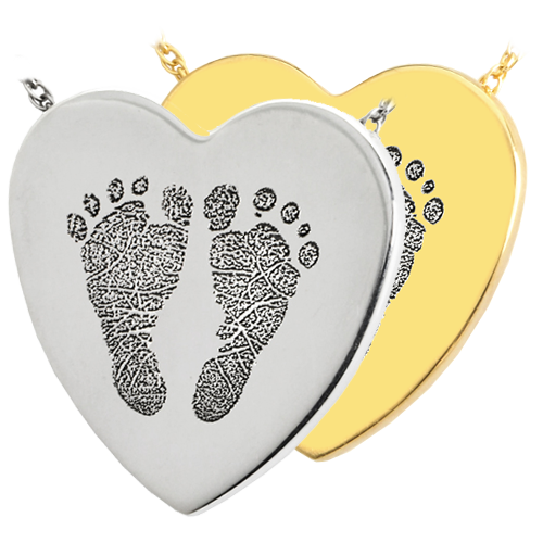 Heart Two Footprints Pendant Cremation Jewelry-Jewelry-New Memorials-Afterlife Essentials