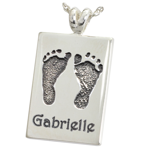 B&B Rectangle 2 Footprints Cremation Jewelry-Jewelry-New Memorials-Afterlife Essentials