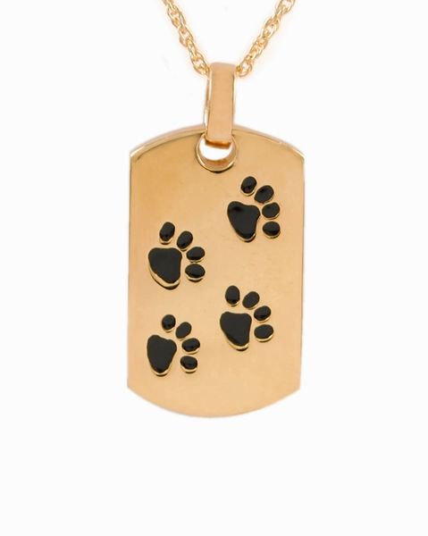 Gold Plated Dog Tag with Black Paws Cremation Jewelry-Jewelry-Cremation Keepsakes-Afterlife Essentials