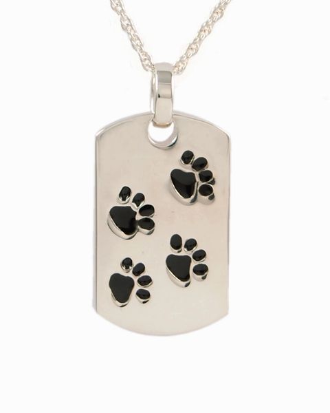 Sterling Silver Dog Tag with Black Paws Cremation Jewelry-Jewelry-Cremation Keepsakes-Afterlife Essentials