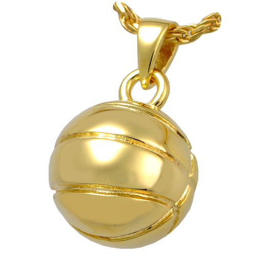 Basketball Pendant Cremation Jewelry-Jewelry-New Memorials-14K Gold Plating (14K over sterling silver)-Afterlife Essentials