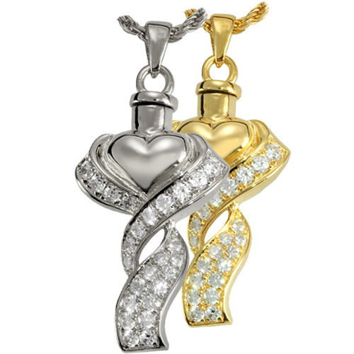 Ribboned Heart Cremation Jewelry-Jewelry-New Memorials-Afterlife Essentials