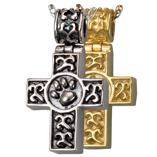 Paw Print Cross Pet Cremation Jewelry-Jewelry-New Memorials-Afterlife Essentials