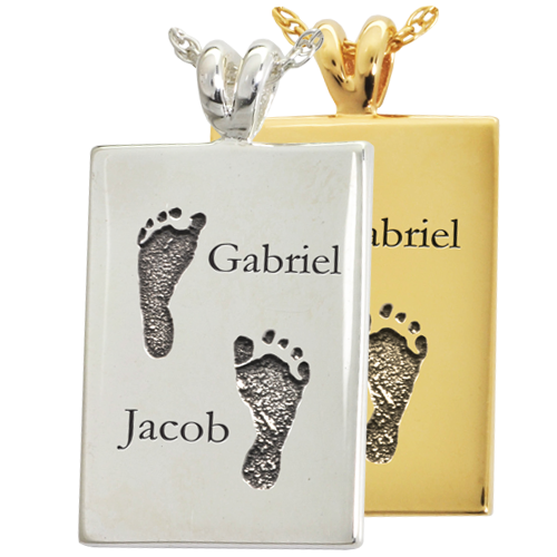 Rectangle Jewelry- Twin Footprints with Names-Jewelry-New Memorials-Afterlife Essentials