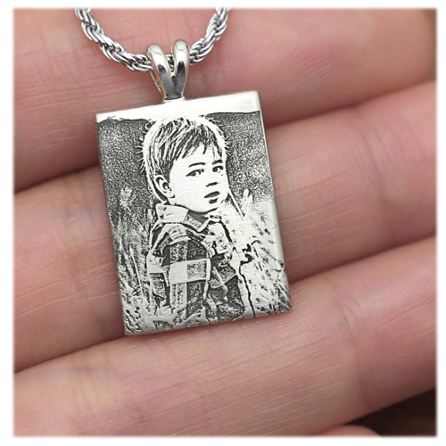 Rectangle 3D Photo Memorial Pendant Cremation Jewelry-Jewelry-New Memorials-Afterlife Essentials