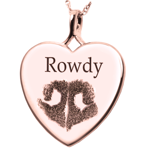 B&B Heart Actual Noseprint Pet Cremation Jewelry-Jewelry-New Memorials-14K Solid Rose Gold (allow 4-5 weeks)-No Chamber (flat)-Afterlife Essentials