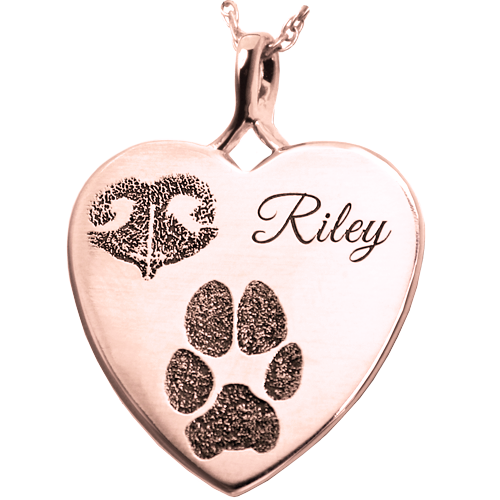 B&B Heart Actual Noseprint Pawprint + Name Pet Cremation Jewelry-Jewelry-New Memorials-Afterlife Essentials